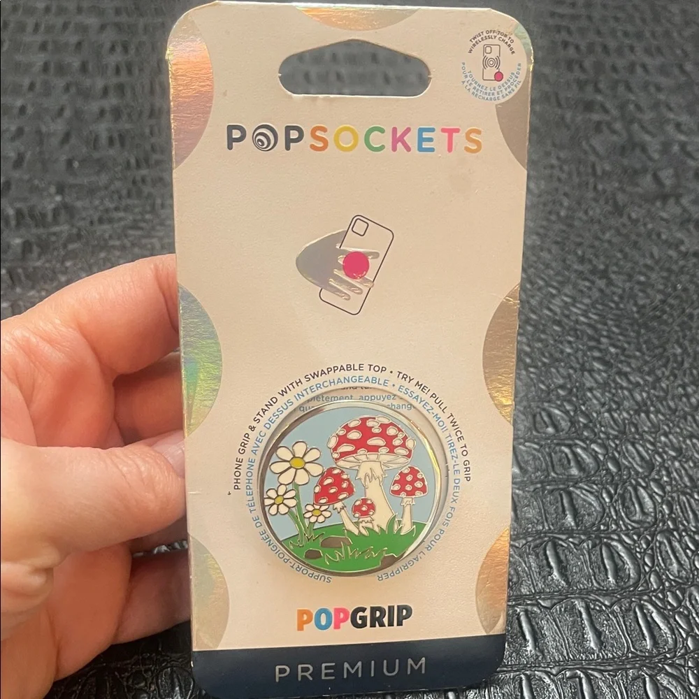 PopSockets PopGrip Premium with Mushroom Design - Red, White, Green & Silver